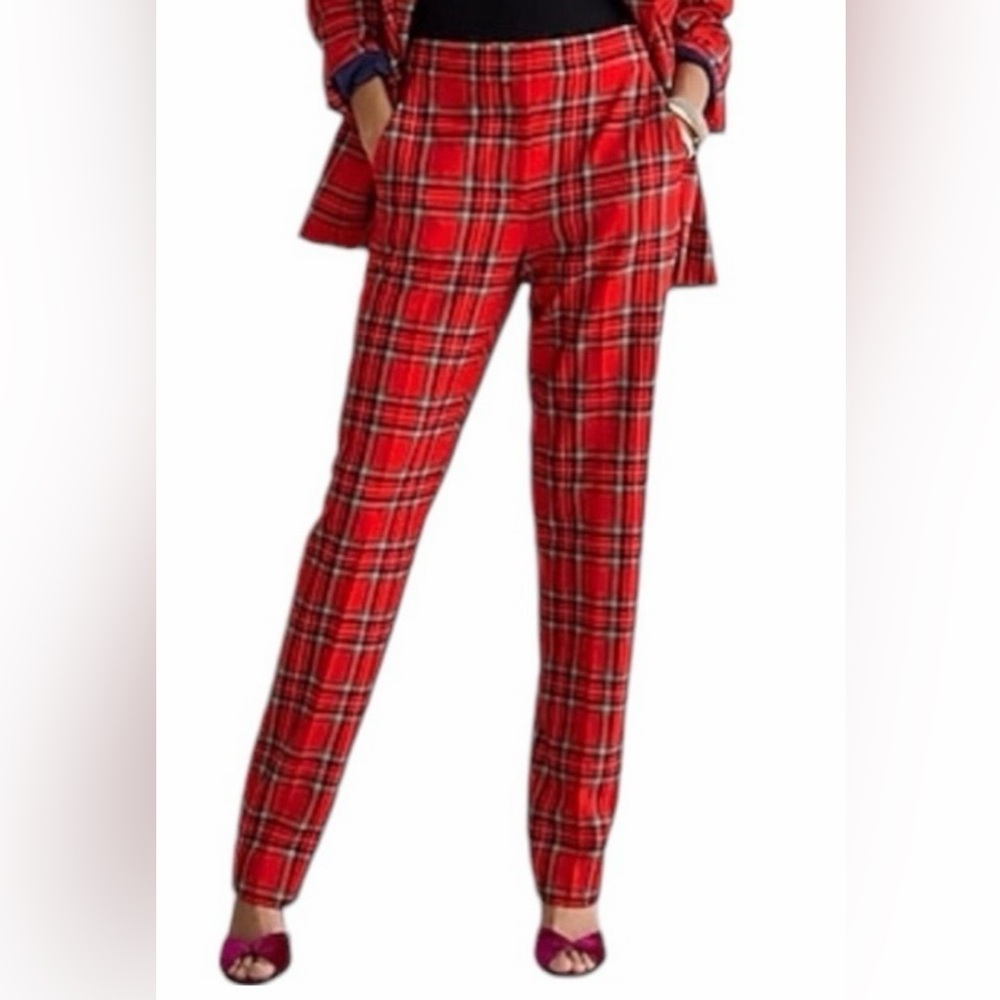 J. Crew Vibrant Red Tartan Trousers